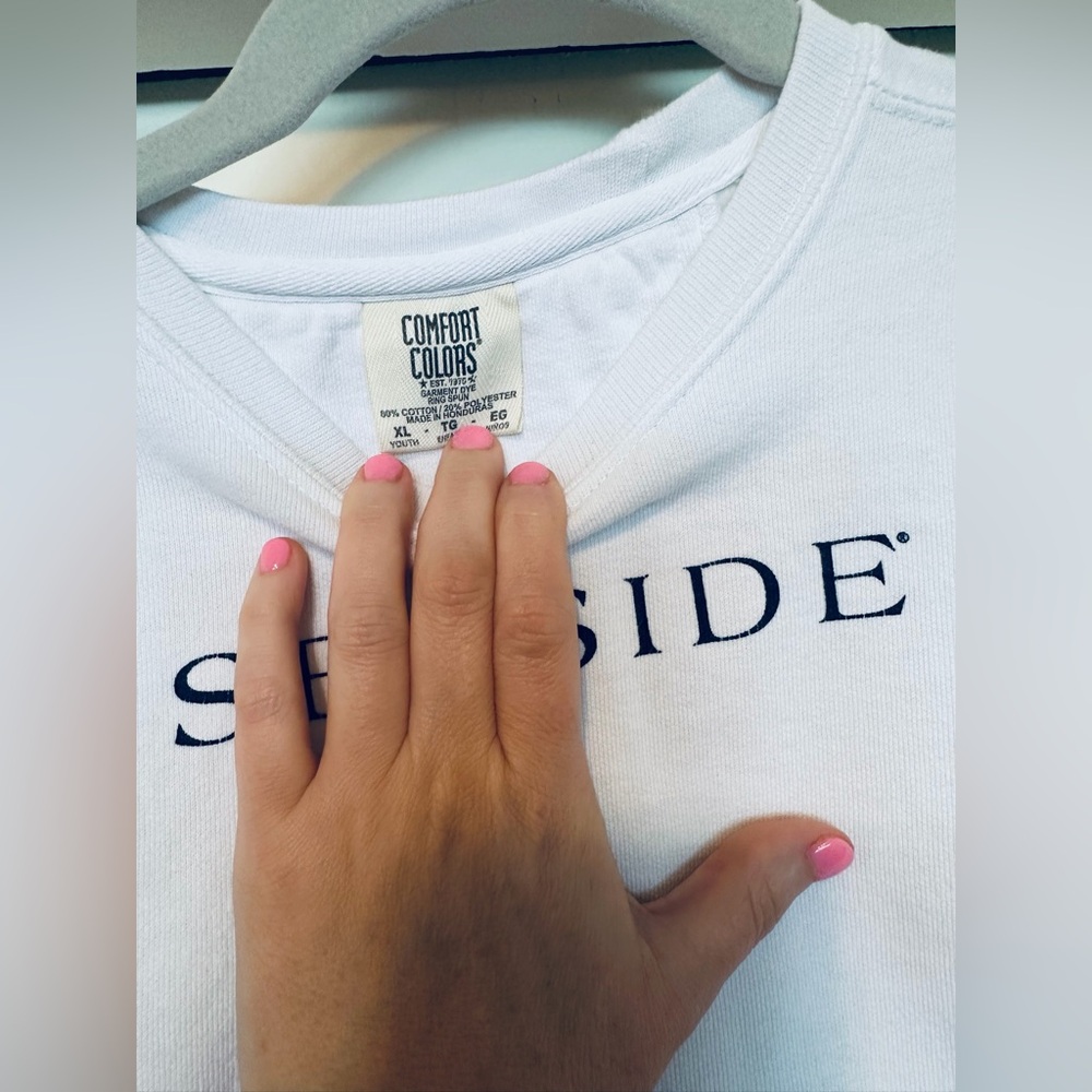 Seaside Comfort Colors White Crewneck Youth Sweatshirt in XL - Picture 3 of 8